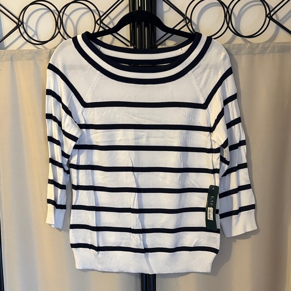 Lauren Ralph Lauren Tops - Lauren Ralph Lauren Navy Blue and White Striped Knit
